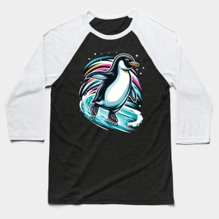 Penguin surfing Baseball T-Shirt